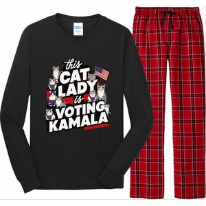 Cat Lady Voting For Kamala Harris 2024 1st Female President Gift Long Sleeve Pajama Set