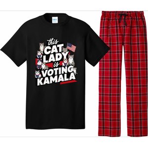 Cat Lady Voting For Kamala Harris 2024 1st Female President Gift Pajama Set