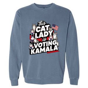 Cat Lady Voting For Kamala Harris 2024 1st Female President Gift Garment-Dyed Sweatshirt