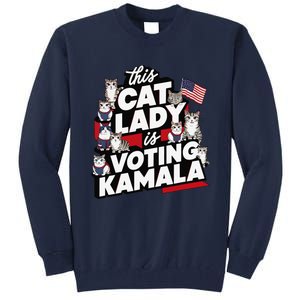 Cat Lady Voting For Kamala Harris 2024 1st Female President Gift Tall Sweatshirt