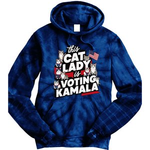 Cat Lady Voting For Kamala Harris 2024 1st Female President Gift Tie Dye Hoodie