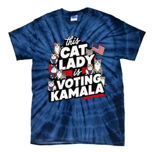 Cat Lady Voting For Kamala Harris 2024 1st Female President Gift Tie-Dye T-Shirt