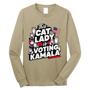 Cat Lady Voting For Kamala Harris 2024 1st Female President Gift Long Sleeve Shirt