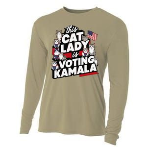 Cat Lady Voting For Kamala Harris 2024 1st Female President Gift Cooling Performance Long Sleeve Crew