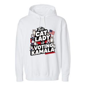 Cat Lady Voting For Kamala Harris 2024 1st Female President Gift Garment-Dyed Fleece Hoodie