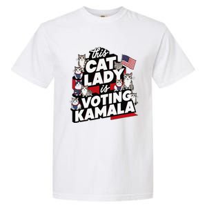 Cat Lady Voting For Kamala Harris 2024 1st Female President Gift Garment-Dyed Heavyweight T-Shirt