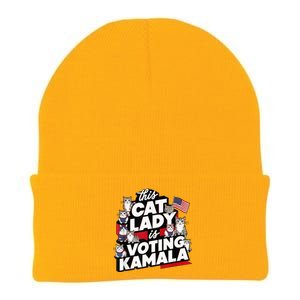 Cat Lady Voting For Kamala Harris 2024 1st Female President Knit Cap Winter Beanie