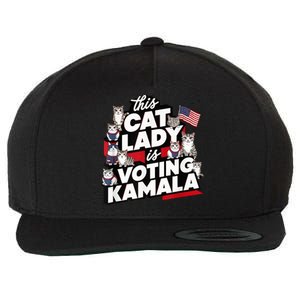 Cat Lady Voting For Kamala Harris 2024 1st Female President Wool Snapback Cap