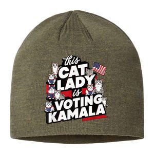 Cat Lady Voting For Kamala Harris 2024 1st Female President Sustainable Beanie