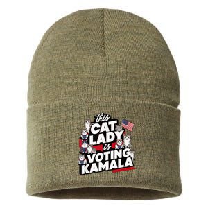 Cat Lady Voting For Kamala Harris 2024 1st Female President Sustainable Knit Beanie