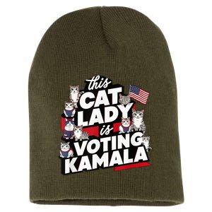 Cat Lady Voting For Kamala Harris 2024 1st Female President Short Acrylic Beanie