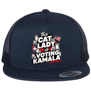 Cat Lady Voting For Kamala Harris 2024 1st Female President Flat Bill Trucker Hat