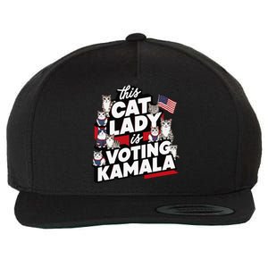 Cat Lady Voting For Kamala Harris 2024 1st Female President Wool Snapback Cap