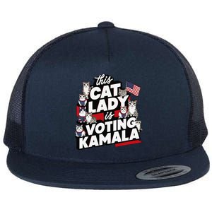 Cat Lady Voting For Kamala Harris 2024 1st Female President Flat Bill Trucker Hat