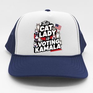 Cat Lady Voting For Kamala Harris 2024 1st Female President Trucker Hat