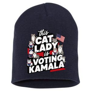 Cat Lady Voting For Kamala Harris 2024 1st Female President Short Acrylic Beanie