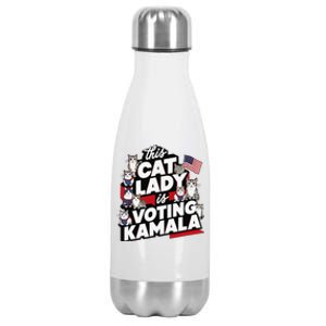 Cat Lady Voting For Kamala Harris 2024 1st Female President Stainless Steel Insulated Water Bottle