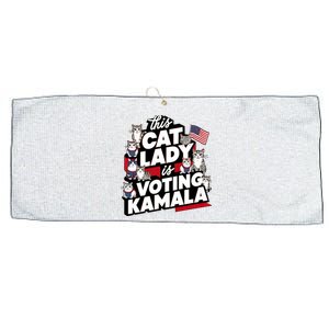 Cat Lady Voting For Kamala Harris 2024 1st Female President Large Microfiber Waffle Golf Towel