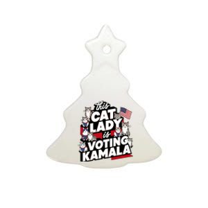 Cat Lady Voting For Kamala Harris 2024 1st Female President Ceramic Tree Ornament