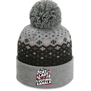 Cat Lady Voting For Kamala Harris 2024 1st Female President The Baniff Cuffed Pom Beanie