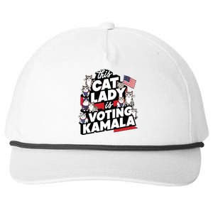 Cat Lady Voting For Kamala Harris 2024 1st Female President Snapback Five-Panel Rope Hat