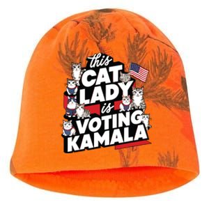 Cat Lady Voting For Kamala Harris 2024 1st Female President Kati - Camo Knit Beanie