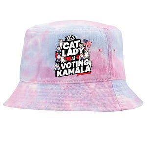 Cat Lady Voting For Kamala Harris 2024 1st Female President Tie-Dyed Bucket Hat