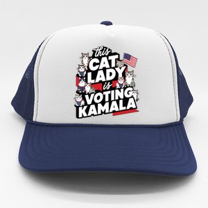 Cat Lady Voting For Kamala Harris 2024 1st Female President Trucker Hat