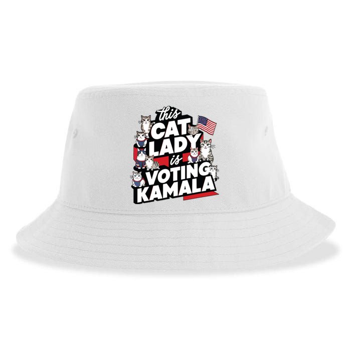 Cat Lady Voting For Kamala Harris 2024 1st Female President Sustainable Bucket Hat