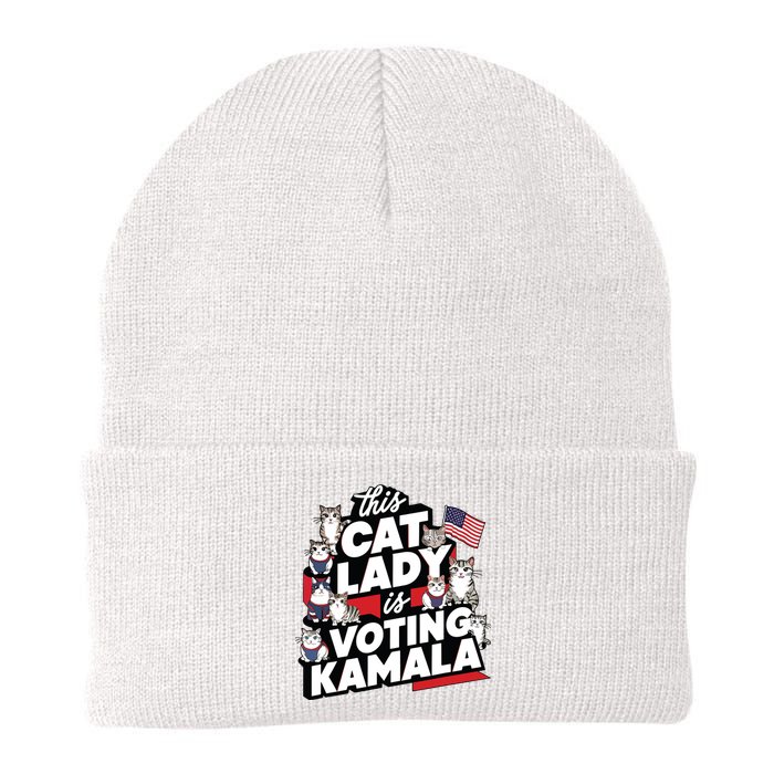 Cat Lady Voting For Kamala Harris 2024 1st Female President Knit Cap Winter Beanie