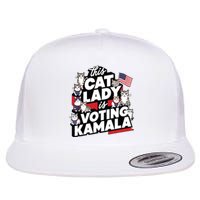 Cat Lady Voting For Kamala Harris 2024 1st Female President Flat Bill Trucker Hat