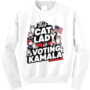 Cat Lady Voting For Kamala Harris 2024 1st Female President Kids Sweatshirt