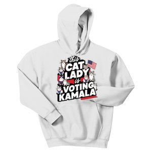 Cat Lady Voting For Kamala Harris 2024 1st Female President Kids Hoodie