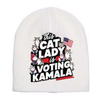 Cat Lady Voting For Kamala Harris 2024 1st Female President Short Acrylic Beanie