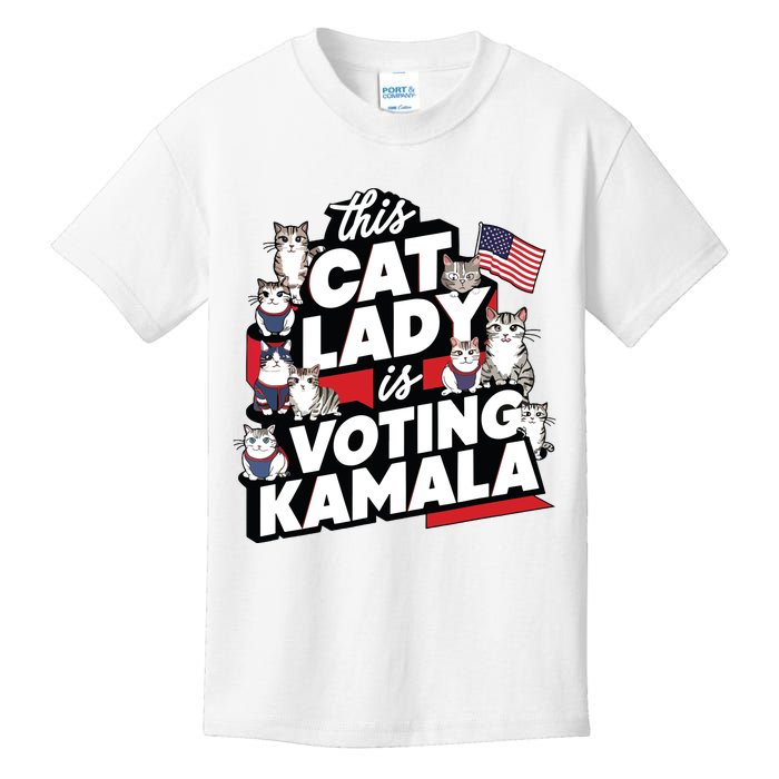 Cat Lady Voting For Kamala Harris 2024 1st Female President Kids T-Shirt