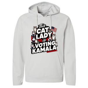 Cat Lady Voting For Kamala Harris 2024 1st Female President Performance Fleece Hoodie