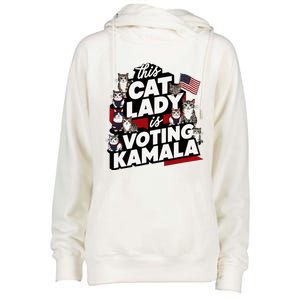 Cat Lady Voting For Kamala Harris 2024 1st Female President Womens Funnel Neck Pullover Hood