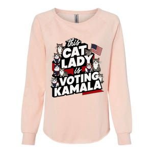 Cat Lady Voting For Kamala Harris 2024 1st Female President Womens California Wash Sweatshirt