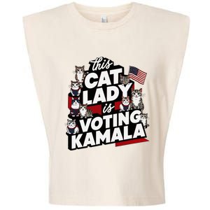 Cat Lady Voting For Kamala Harris 2024 1st Female President Garment-Dyed Women's Muscle Tee