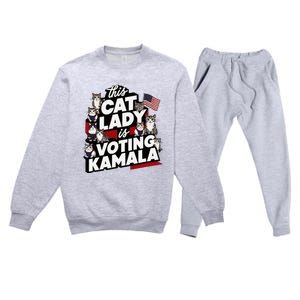 Cat Lady Voting For Kamala Harris 2024 1st Female President Premium Crewneck Sweatsuit Set