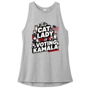 Cat Lady Voting For Kamala Harris 2024 1st Female President Ladies PosiCharge Tri-Blend Wicking Tank