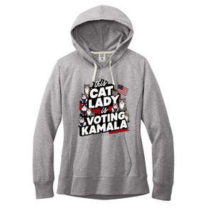 Cat Lady Voting For Kamala Harris 2024 1st Female President Women's Fleece Hoodie