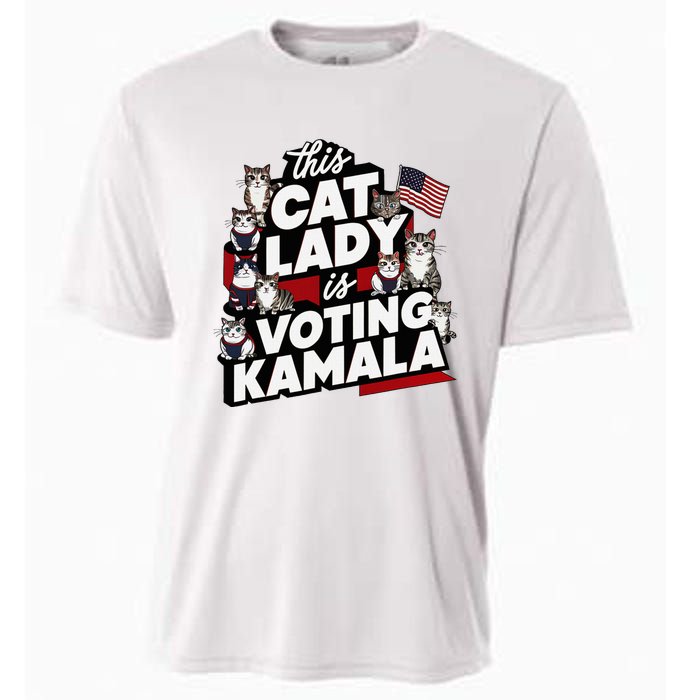 Cat Lady Voting For Kamala Harris 2024 1st Female President Cooling Performance Crew T-Shirt