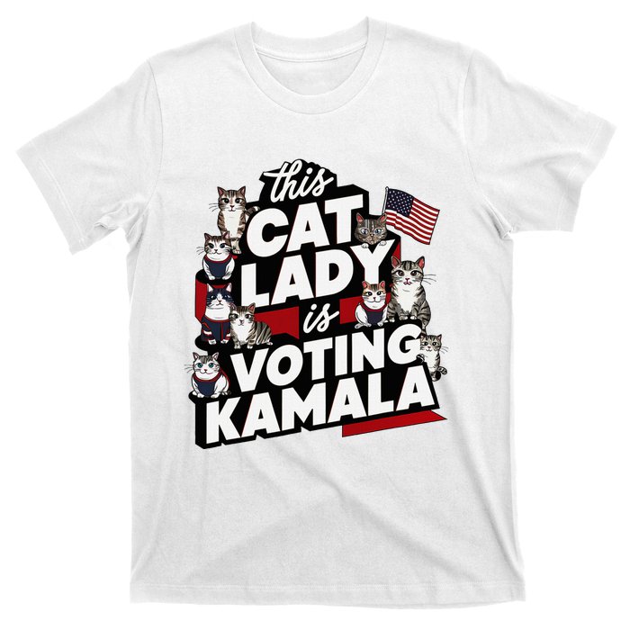 Cat Lady Voting For Kamala Harris 2024 1st Female President T-Shirt