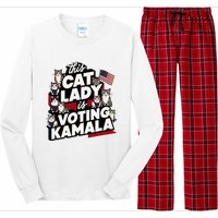 Cat Lady Voting For Kamala Harris 2024 1st Female President Long Sleeve Pajama Set