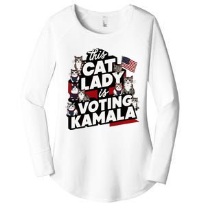 Cat Lady Voting For Kamala Harris 2024 1st Female President Women's Perfect Tri Tunic Long Sleeve Shirt