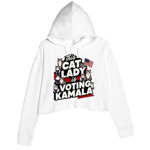 Cat Lady Voting For Kamala Harris 2024 1st Female President Crop Fleece Hoodie