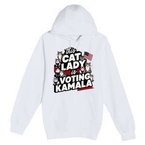 Cat Lady Voting For Kamala Harris 2024 1st Female President Premium Pullover Hoodie