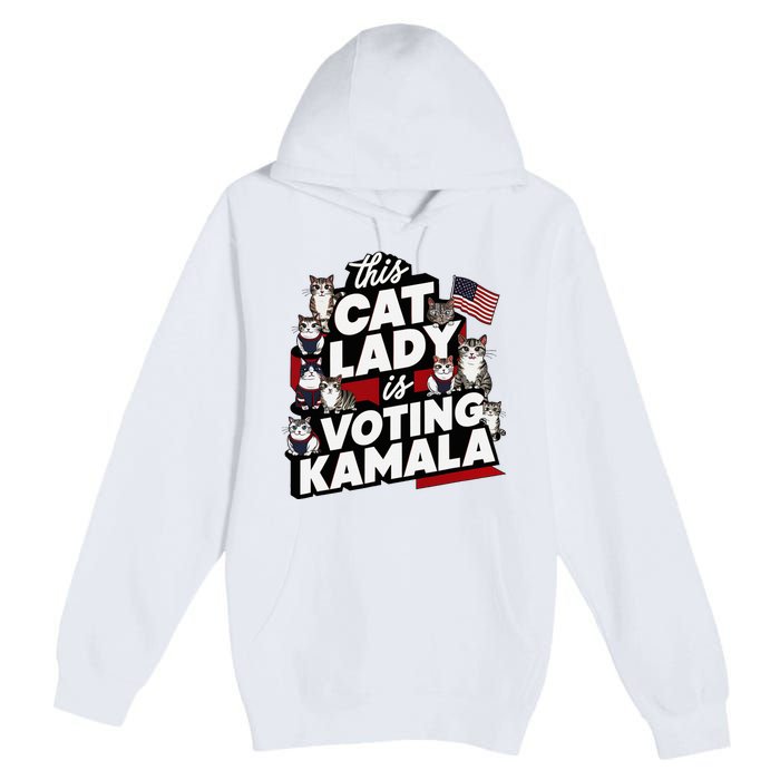 Cat Lady Voting For Kamala Harris 2024 1st Female President Premium Pullover Hoodie