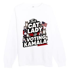 Cat Lady Voting For Kamala Harris 2024 1st Female President Premium Crewneck Sweatshirt